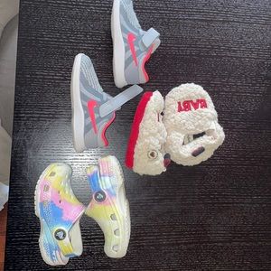 Sneakers, crocs, and slippers